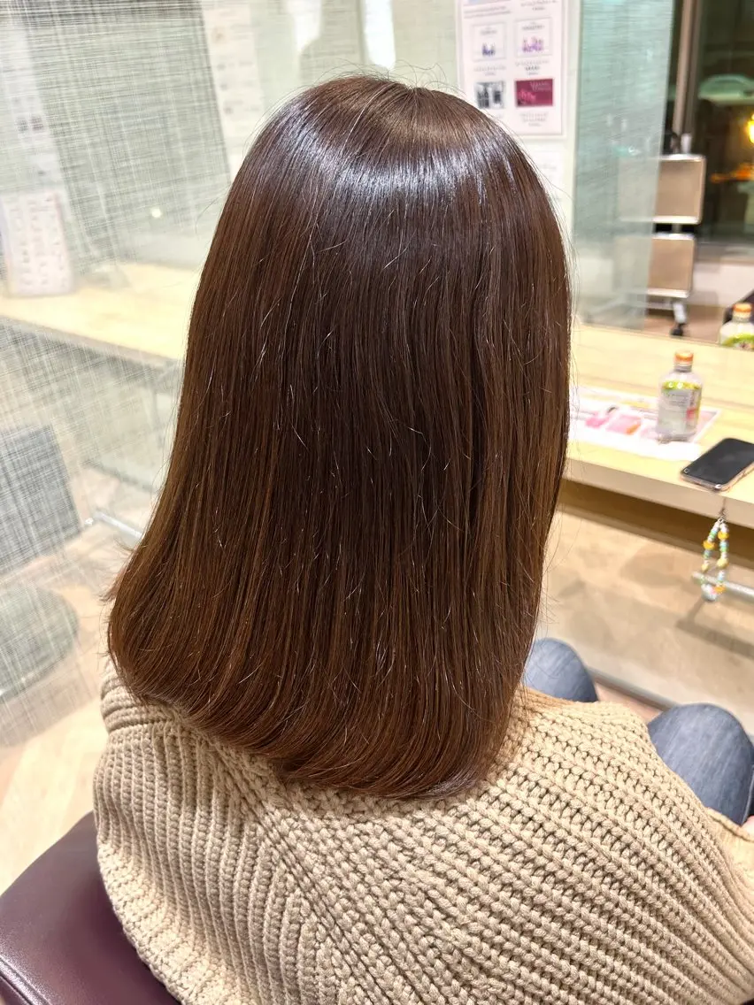 ミディアム カラー ブラウンカラー 透明感カラー 加藤 千穂のヘアスタイル