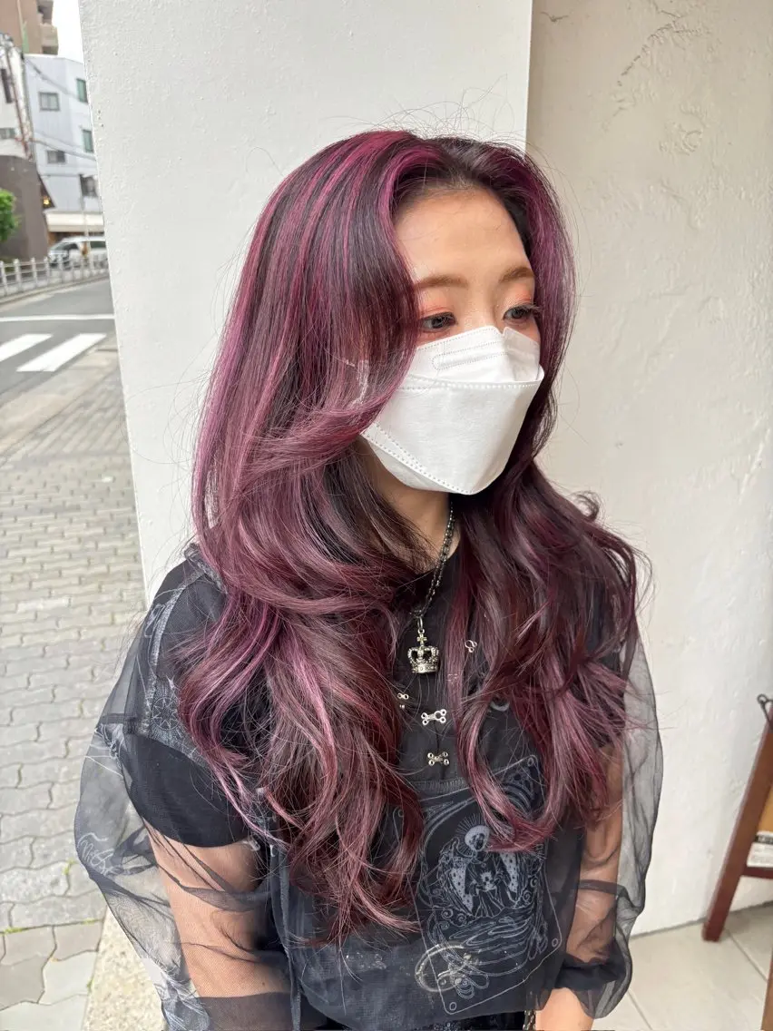 ロング ハイレイヤー ハイライト レイヤーカット カット ヘアカラー レイヤーカット /朝尾愛花のヘアスタイル