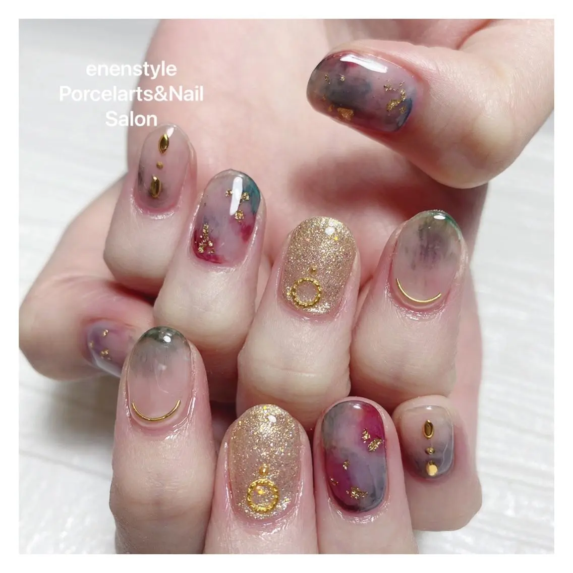 ミディアム ネイル 🐾enen style 🐾のネイルデザイン