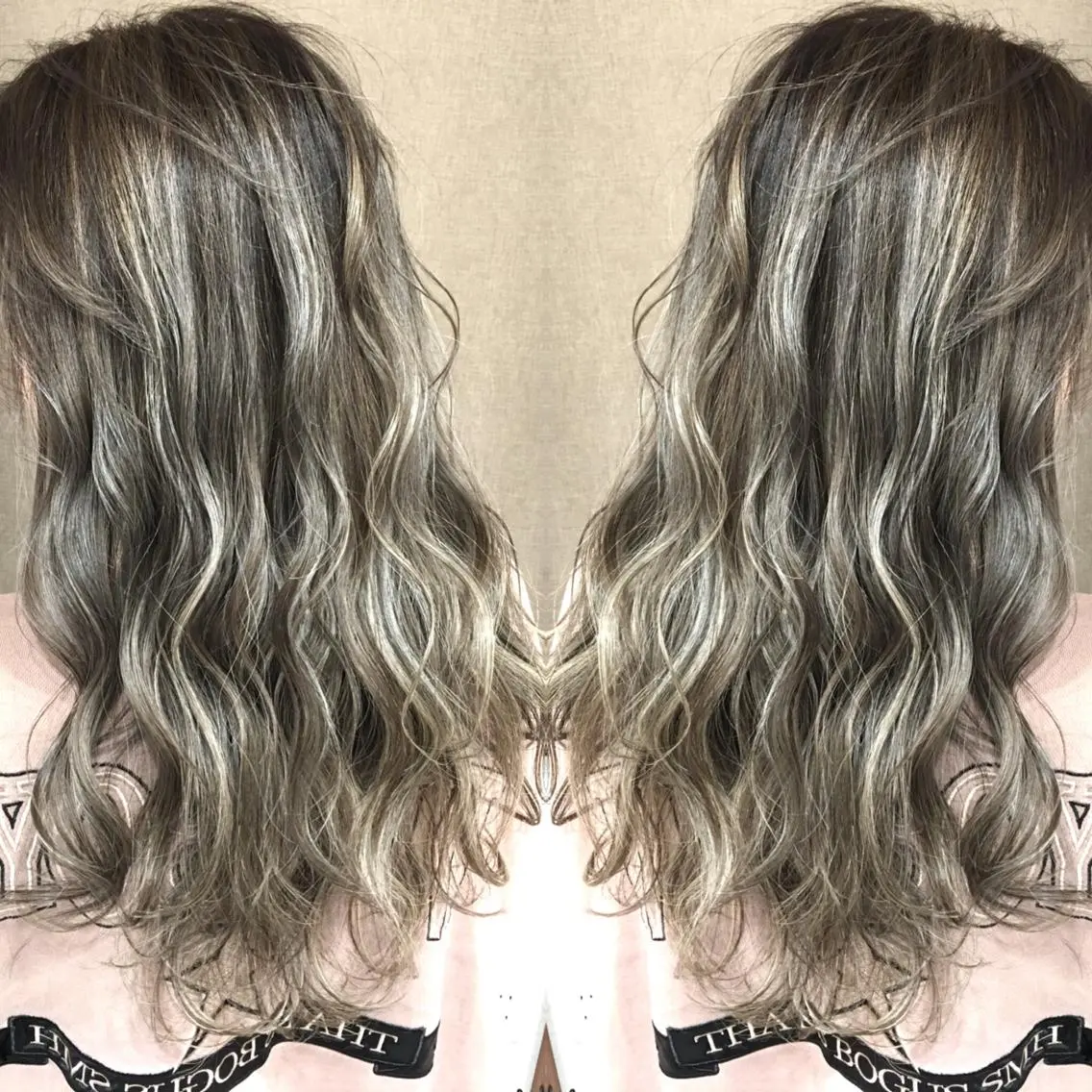 ロング カラー ハイライトカラー シルバー 3Dハイライト ハイライト ヘアカラー トリートメント 井上 一平のヘアスタイル