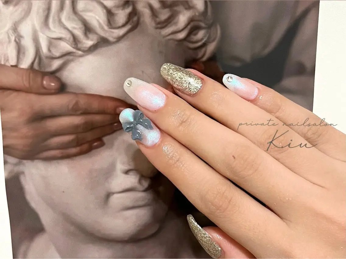 ネイル ジェルネイル ミラーネイル ニュアンスネイル オフィスネイル ショートネイル kiu nailsalonのネイルデザイン