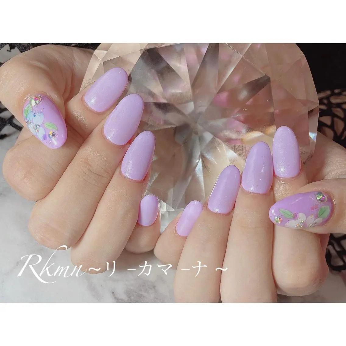 ネイル アートネイル パープル 春ネイル ハンドネイル フットネイル ハンドケア Rkmn ~リ-カマ-ナ~のネイルデザイン