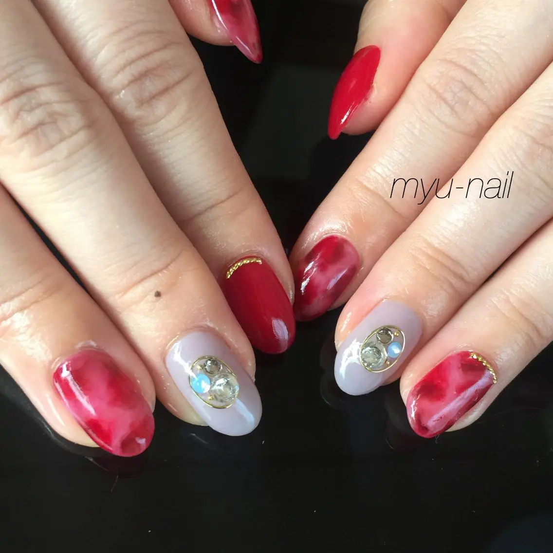 ネイル アートネイル ボルドー ホームサロン myu-nailのネイルデザイン