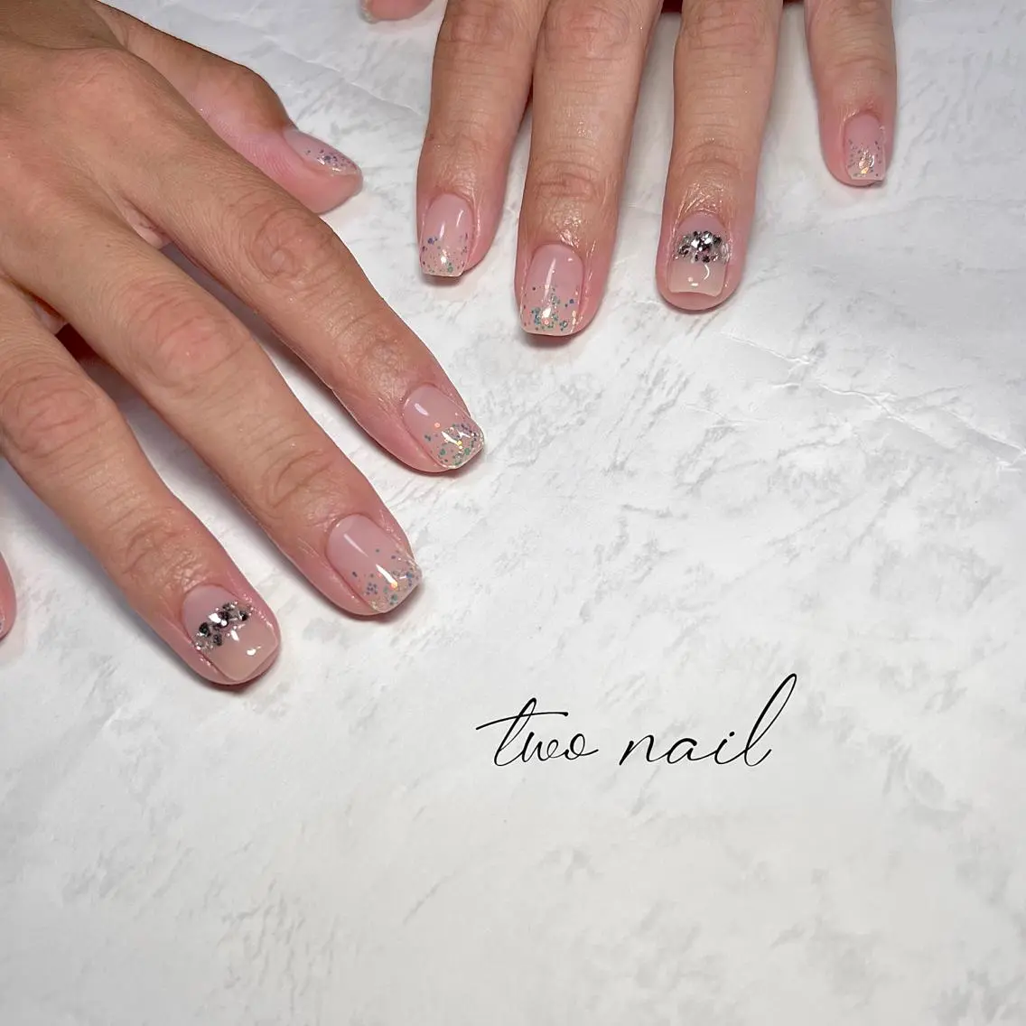 ネイル アートネイル フットネイル ハート ニュアンスネイル ホワイト ハンドネイル two nailのネイルデザイン