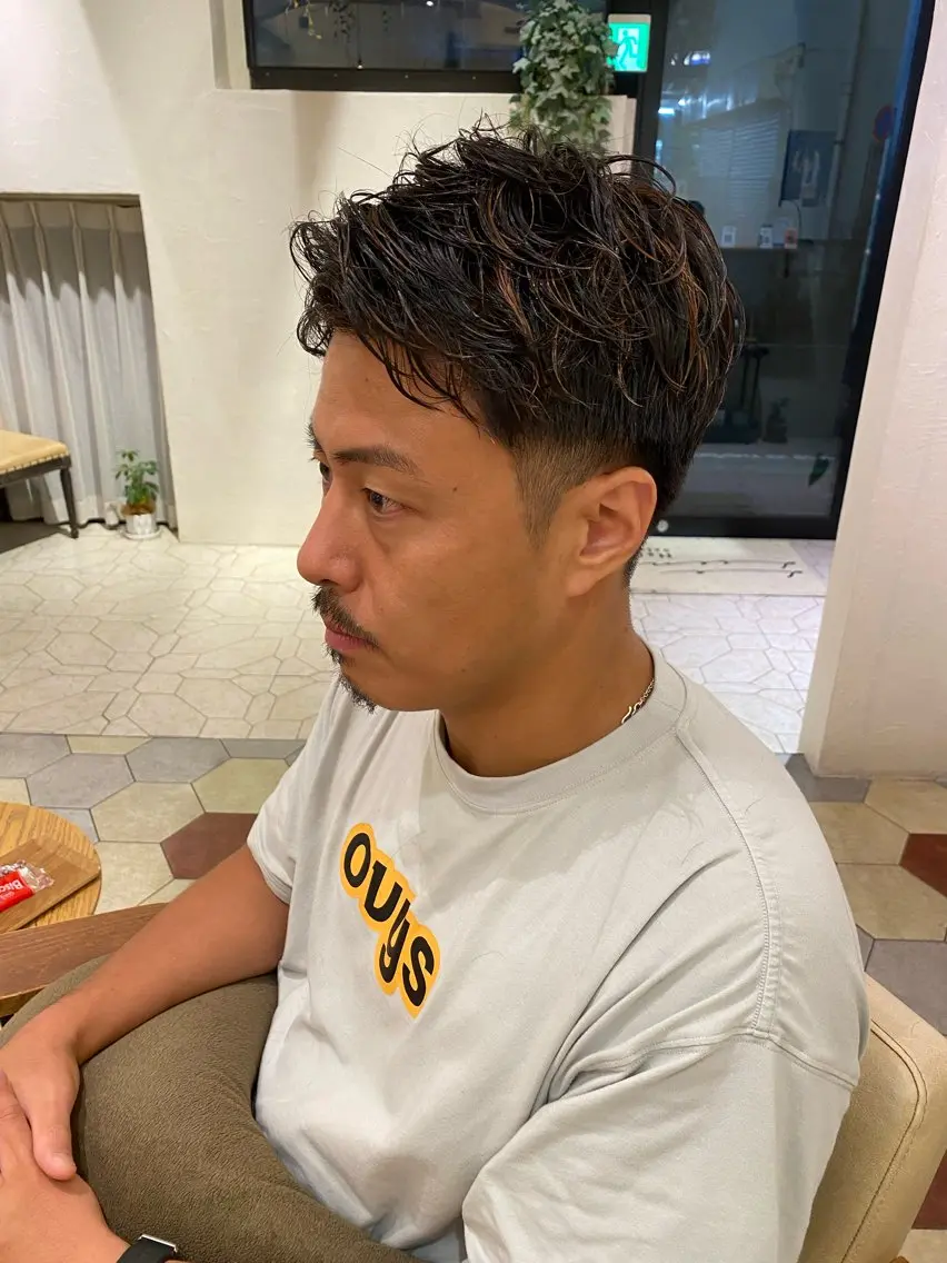 ショート パーマ メンズ カット パーマ 菊池大一 溝の口パーマのヘアスタイル
