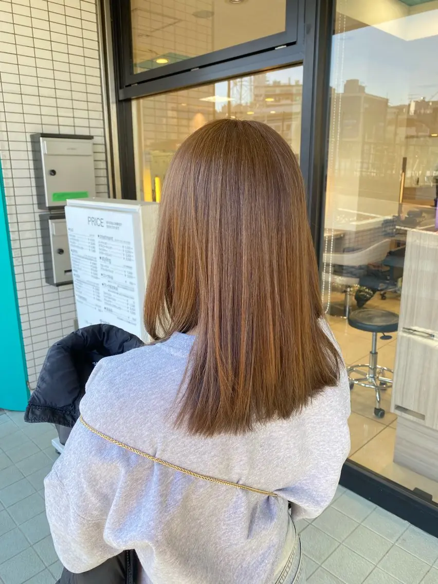 セミロング カラー ブリーチ ダブルカラー ブリーチなしカラー 透明感カラー/ 松井克樹のヘアスタイル