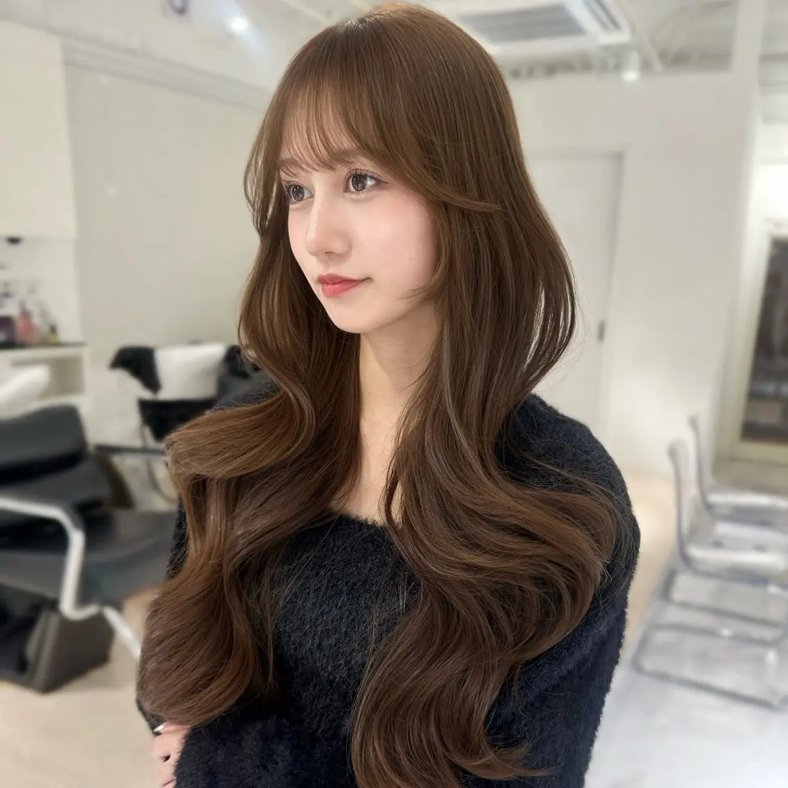 ロング カラー レイヤーカット カット ヘアカラー 上野/韓国ヘア 🤍MOEKA🤍のヘアスタイル