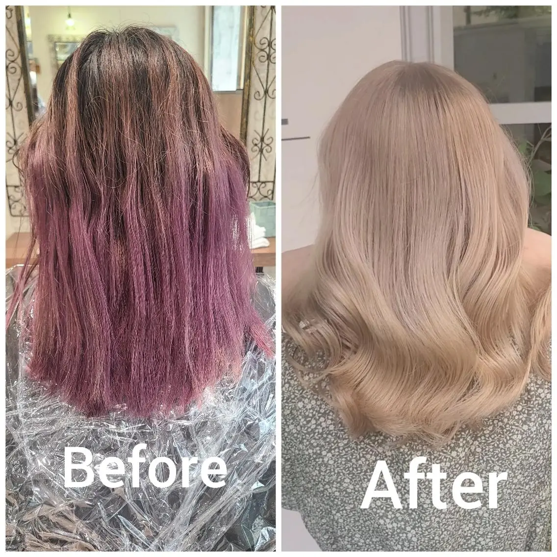 カラー セミロング アッシュ アッシュグレー バレイヤージュ ベージュカラー ブリーチ ヘアカラー バレイヤージュ/ ハイライト/大内格のヘアスタイル
