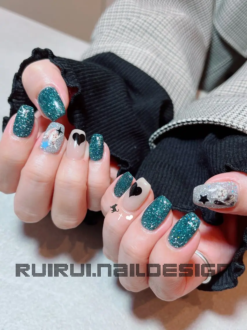 ネイル ジェルネイル ハート バレンタイン ハンドネイル RUI ☆のネイルデザイン