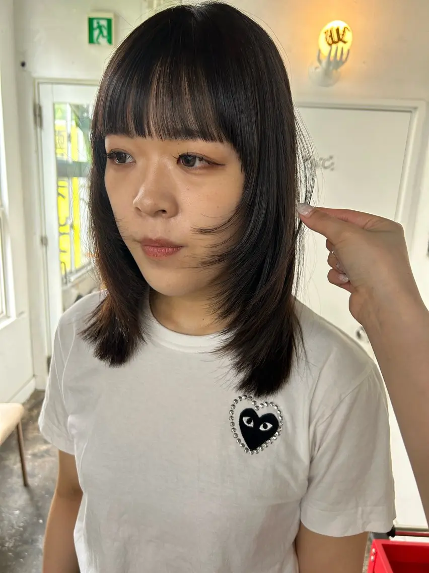 ミディアム レイヤーカット カット maho/垢抜け カラーパーマのヘアスタイル