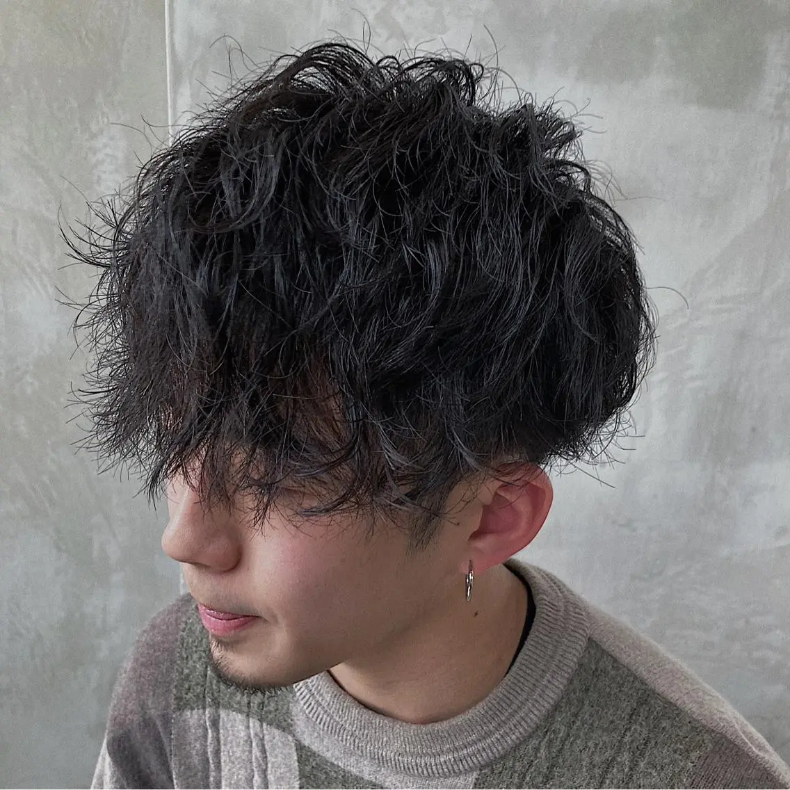 ショート パーマ メンズ マッシュ 波巻きスパイラルパー マ/シャドウパーマ駿のヘアスタイル