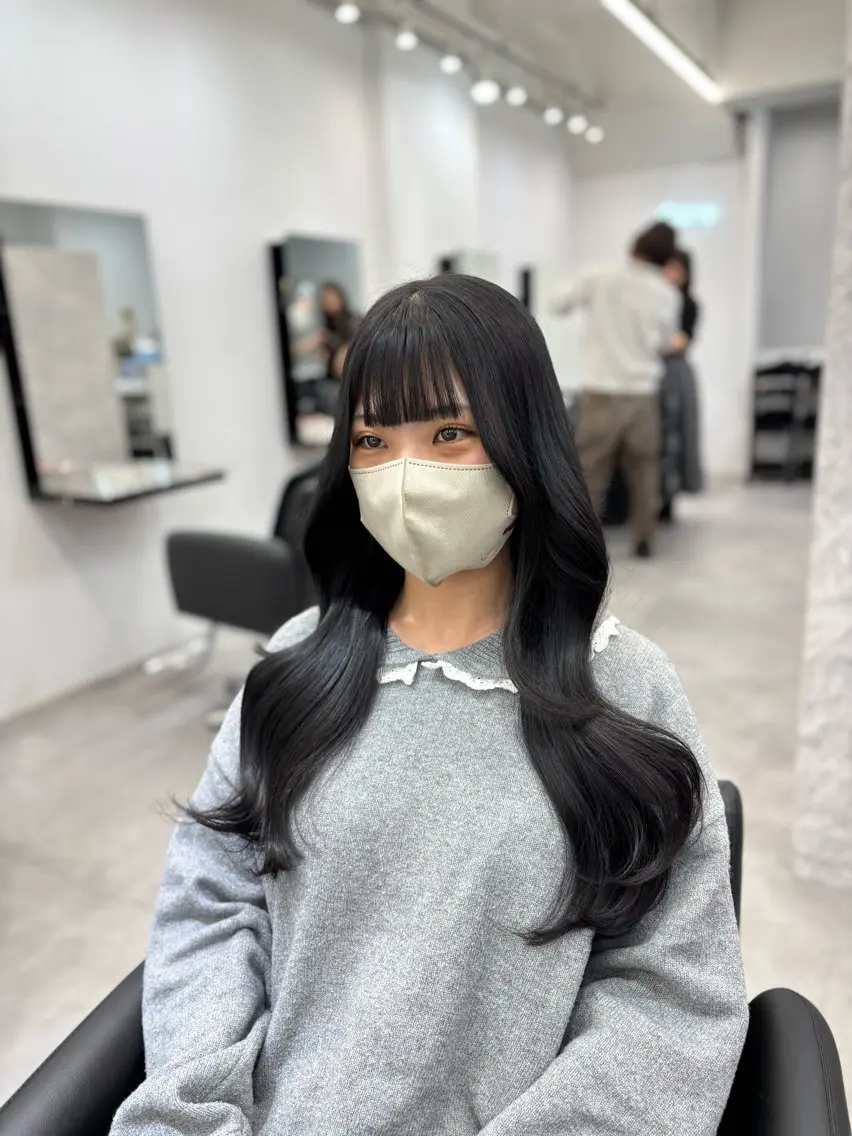 ロング カット ヘアカラー 縮毛矯正 トリートメント 酸性縮毛矯正 Coreすずのヘアスタイル