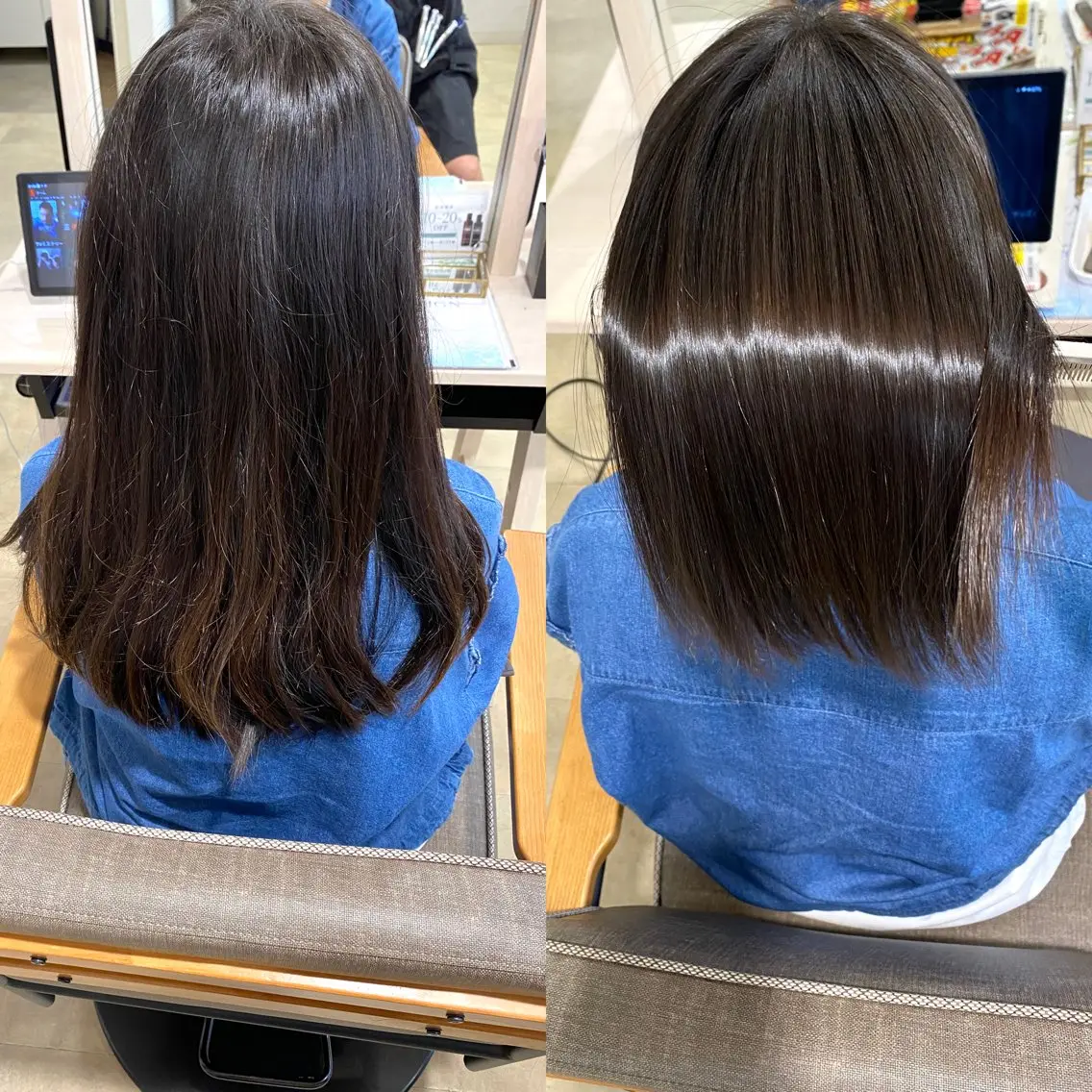 セミロング パーマ カット 縮毛矯正 トリートメント 饒平名 知也のヘアスタイル