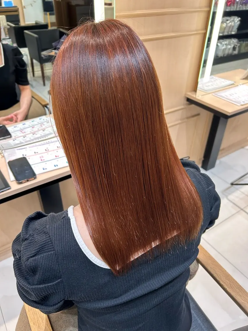 セミロング カラー ゆめ ベージュカラーのヘアスタイル