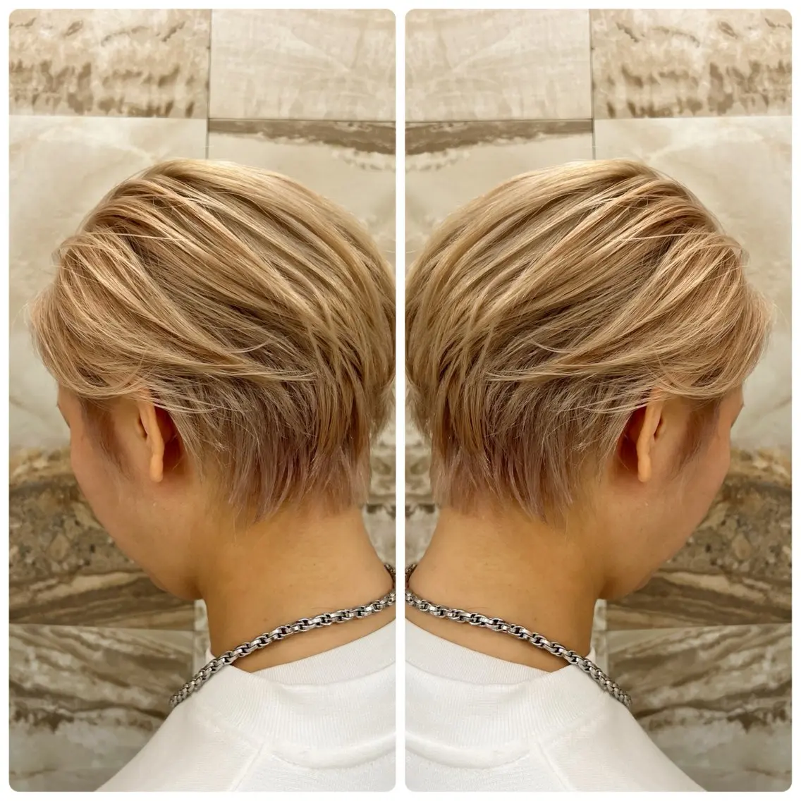 ショート カラー ベージュカラー ブリーチ ホワイトベージュ ショートヘア ヘアカラー トリートメント 小山内 龍一郎 店長のヘアスタイル