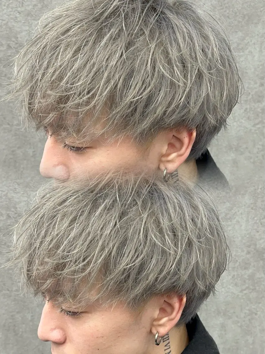 カラー パーマ メンズ シルバー ホワイトシルバー カット ヘアカラー 札幌メンズ指名 No. 1/光👑のヘアスタイル