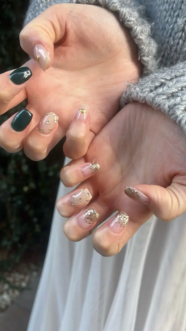 ネイル フラッシュネイル フレンチネイル ハート ラメ(グリッター) ラメグラデーション SAKU nail 作島茜のネイルデザイン