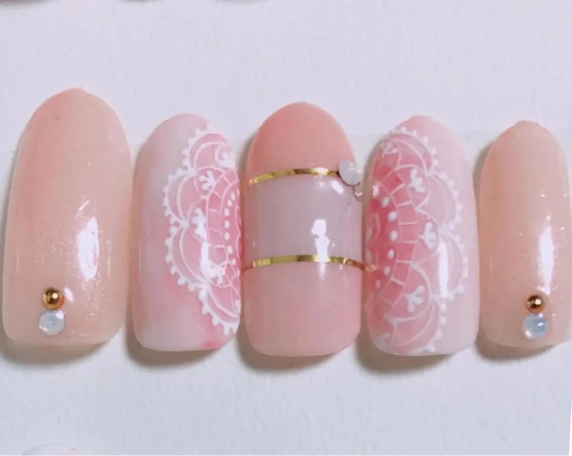 ネイル レース ピンク Flam Nailのネイルデザイン