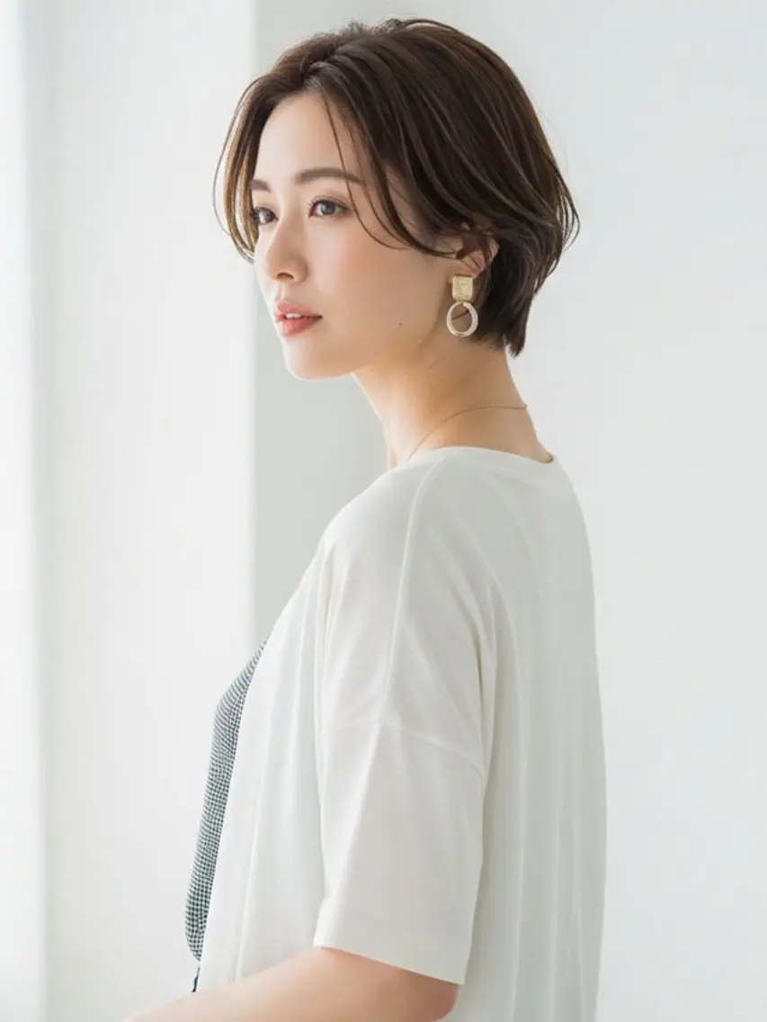 ショート 顔周りカット レイヤーカット ショートヘア 小顔カット カット ヘアカラー トリートメント ショート/髪質改善 川元裕範(ヒロノリ)のヘアスタイル