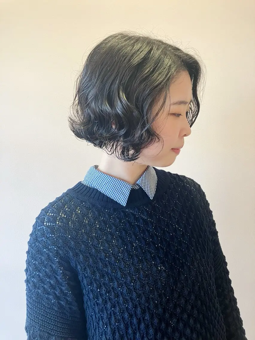 ショート パーマ ボブ ニュアンスパーマ カット パーマ 川間 将彦のヘアスタイル