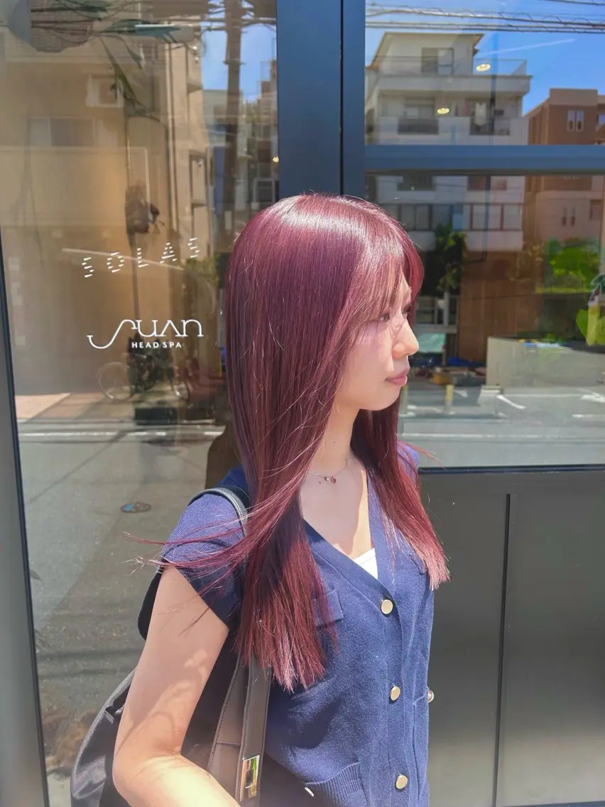 カラー レッドカラー ヘアカラー トリートメント 萩原 綾香のヘアスタイル