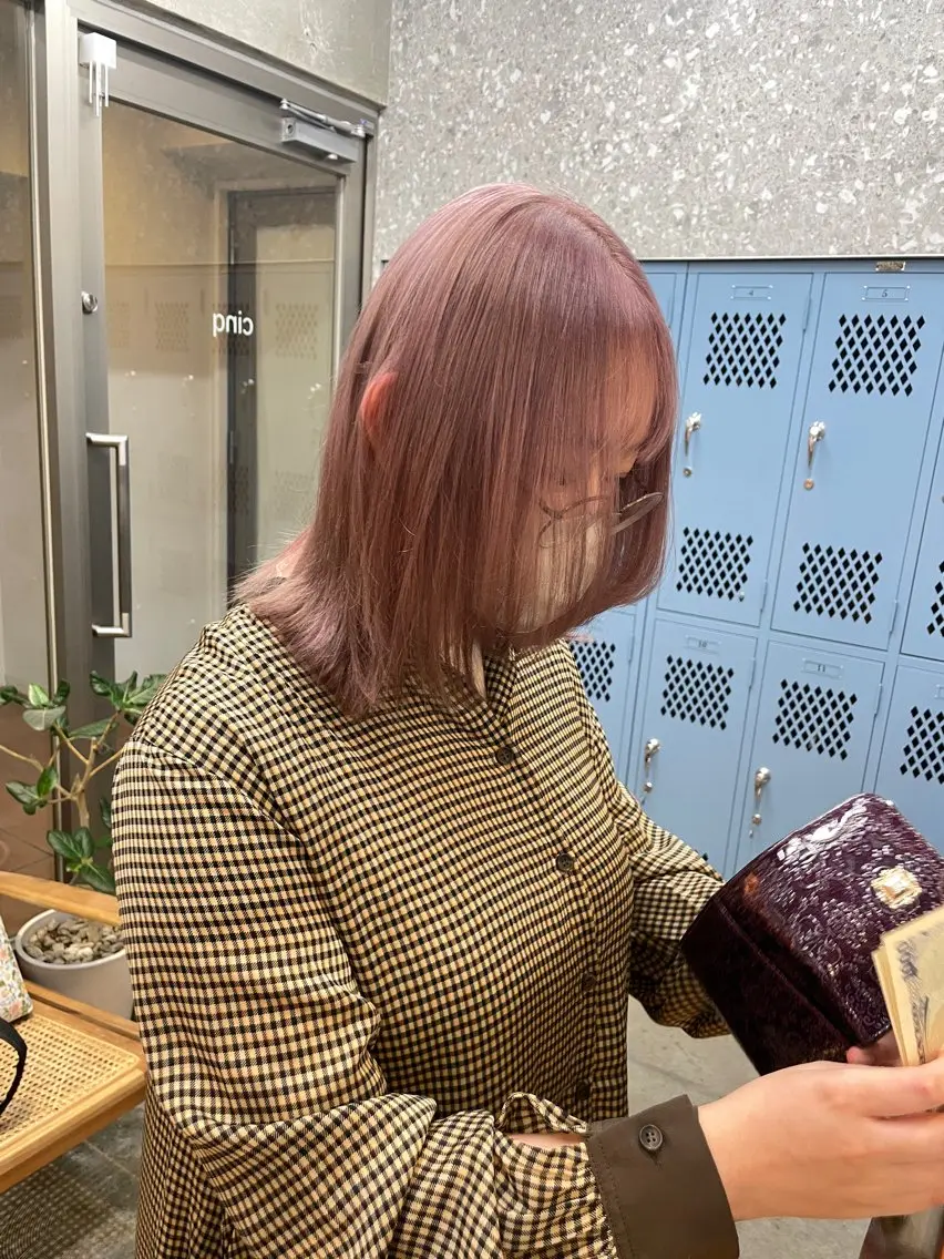 ミディアム カラー ベージュカラー ピンクカラー ピンクベージュ カットモデル募集 /RIOのヘアスタイル