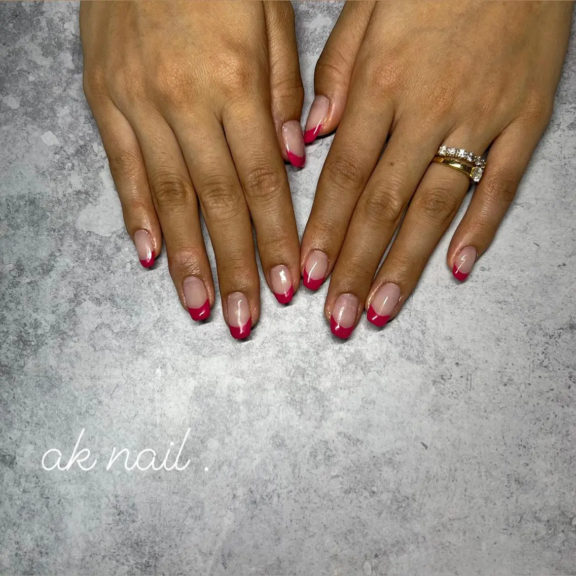 ネイル フレンチネイル ピンク ハンドネイル ak nail .のネイルデザイン