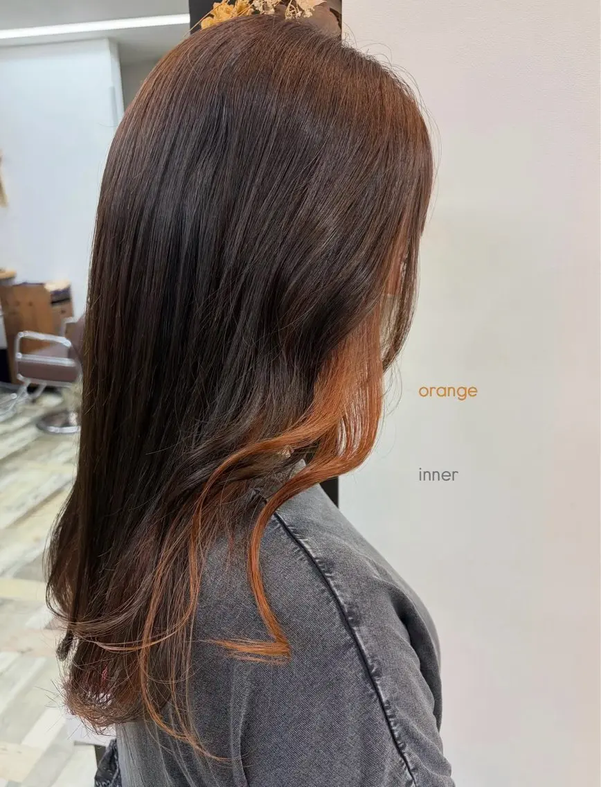 ロング カラー ブラウンカラー オレンジ ヘアカラー 大歳 実椰のヘアスタイル