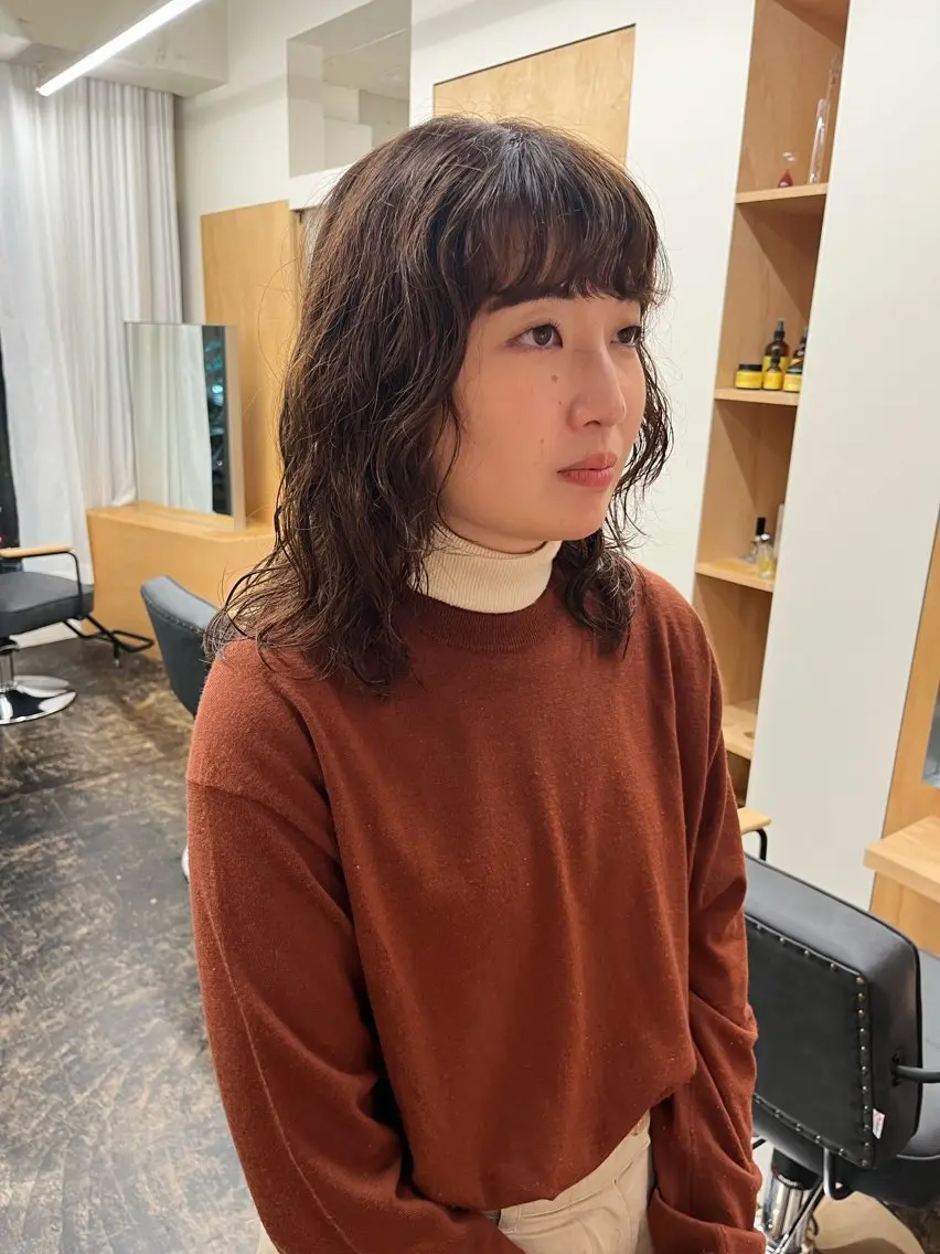 ミディアム パーマ ミディアムパーマ パーマ 西山 紗耶香🪽 透明感カラー/ボブのヘアスタイル