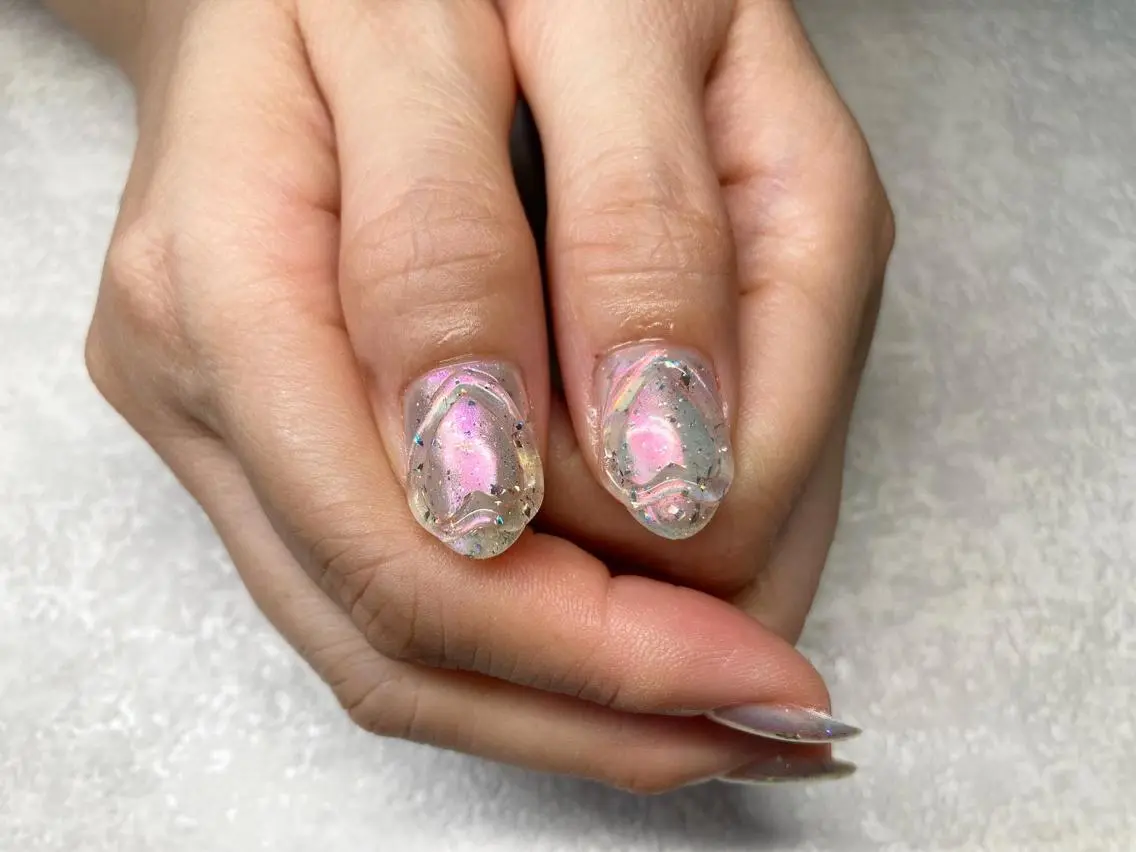 ネイル クリアネイル ハート Lisa’s Salonのネイルデザイン