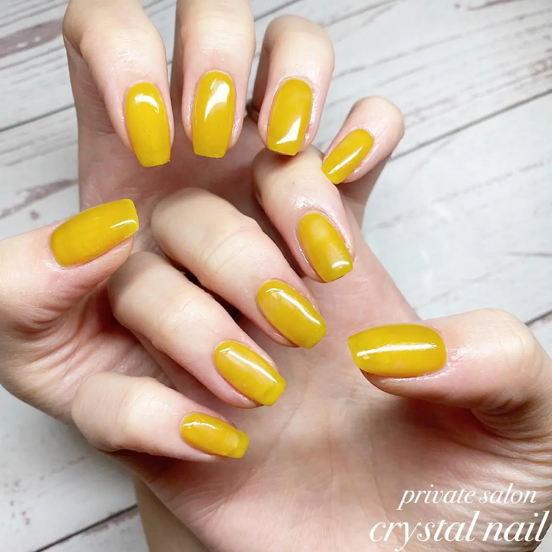 ネイル 黄色 ハンドネイル Crystal Nailのネイルデザイン