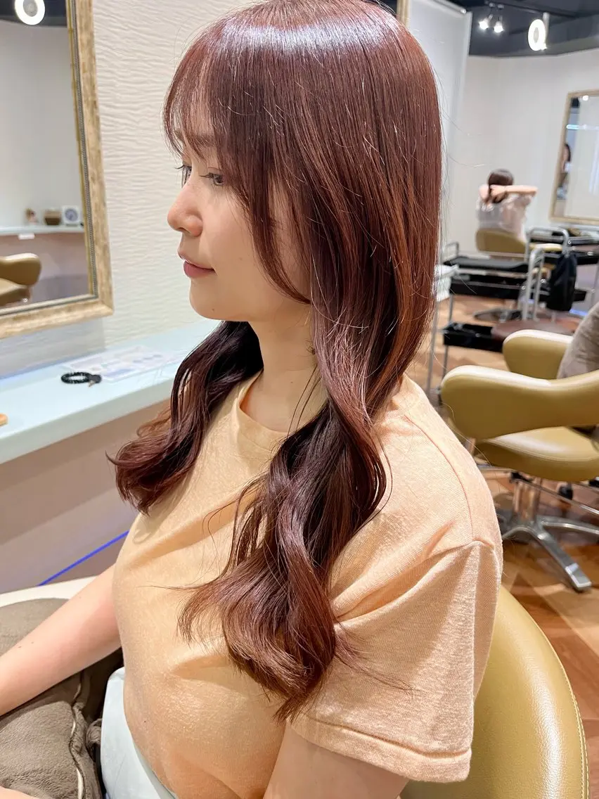 ロング カラー ブラウンカラー ピンクカラー ピンクブラウン 髪質改善 韓国風ヘア ヘアカラー トリートメント 髪質改善 高橋 勇樹のヘアスタイル