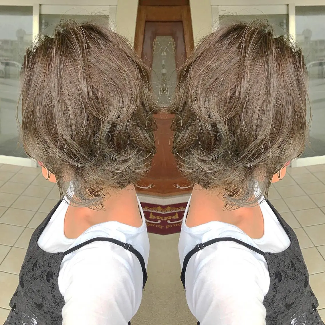 ミディアム カラー バレイヤージュ レイヤーカット grand juteのヘアスタイル