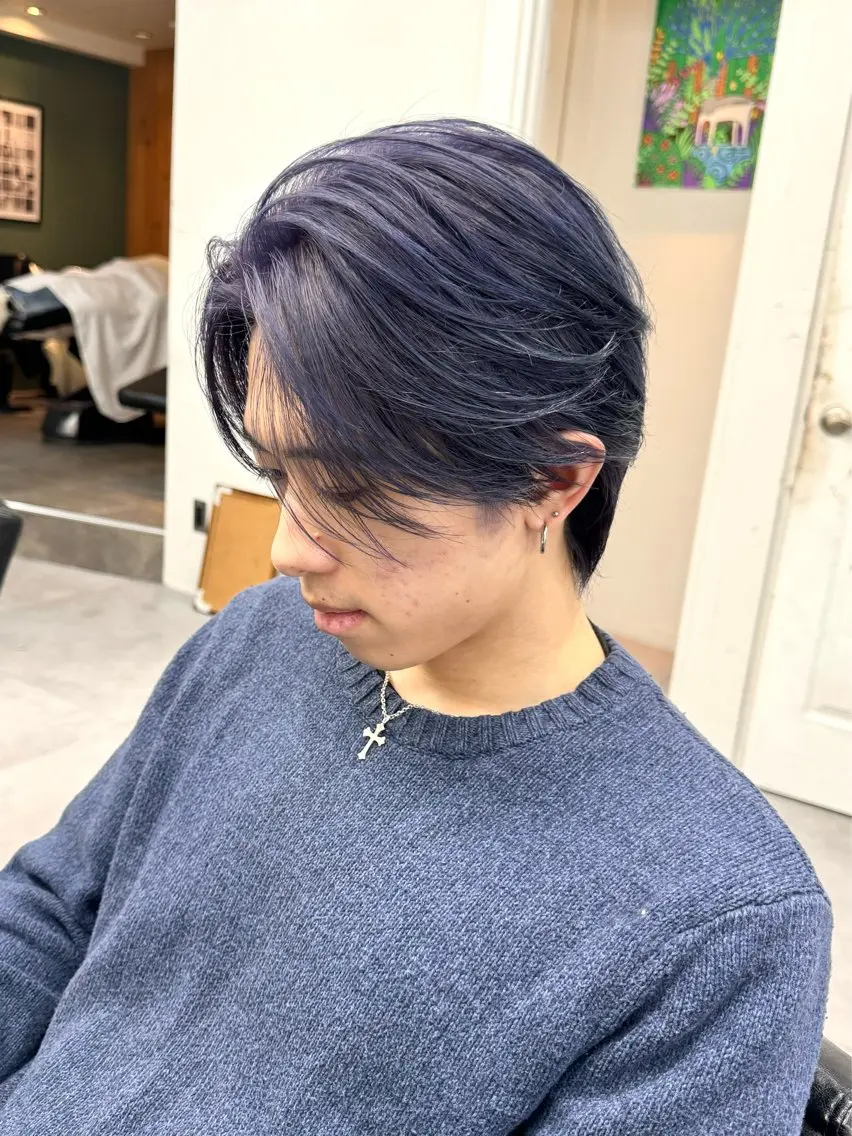 カラー メンズ メンズブリーチ ブリーチ シルバー カット ヘアカラー シャドウパーマ/ 波巻パーマYu-Kiのヘアスタイル