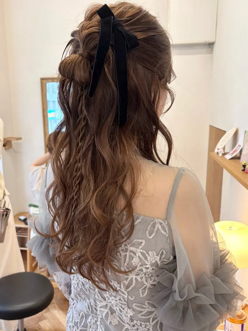 ロング ヘアアレンジ ハーフアップ ヘアセット 美空🐇 レイヤー / 透明感カラー🩰のヘアスタイル