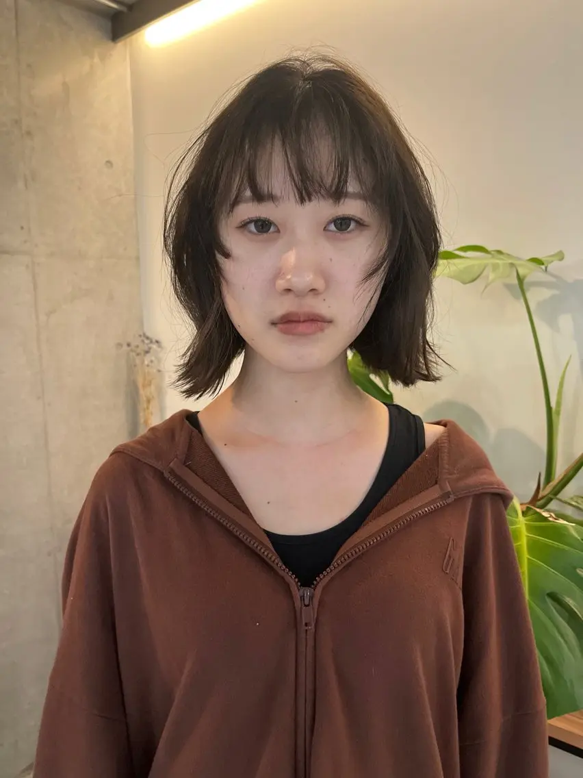 ショート アッシュ ボブ 顔まわりレイヤー 韓国風ヘア レイヤーカット レイヤーカット\ウル フ　chinatsuのヘアスタイル