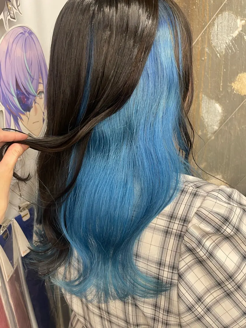 セミロング カラー ヘアカラー インナーカラー 推し ブリーチ 髪質改善のヘアスタイル