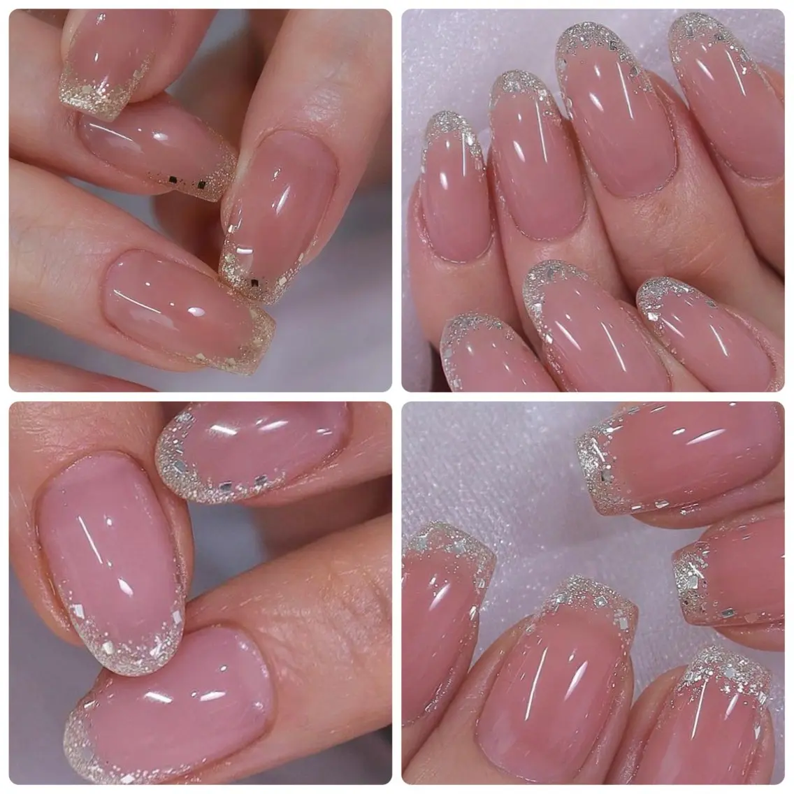 ネイル フレンチネイル ラメ(グリッター) モチの良さ◉ フィルインネイル♡のネイルデザイン