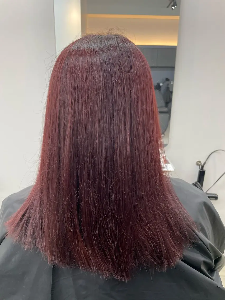 カラー ピンクカラー レッドカラー 昼田 陸のヘアスタイル