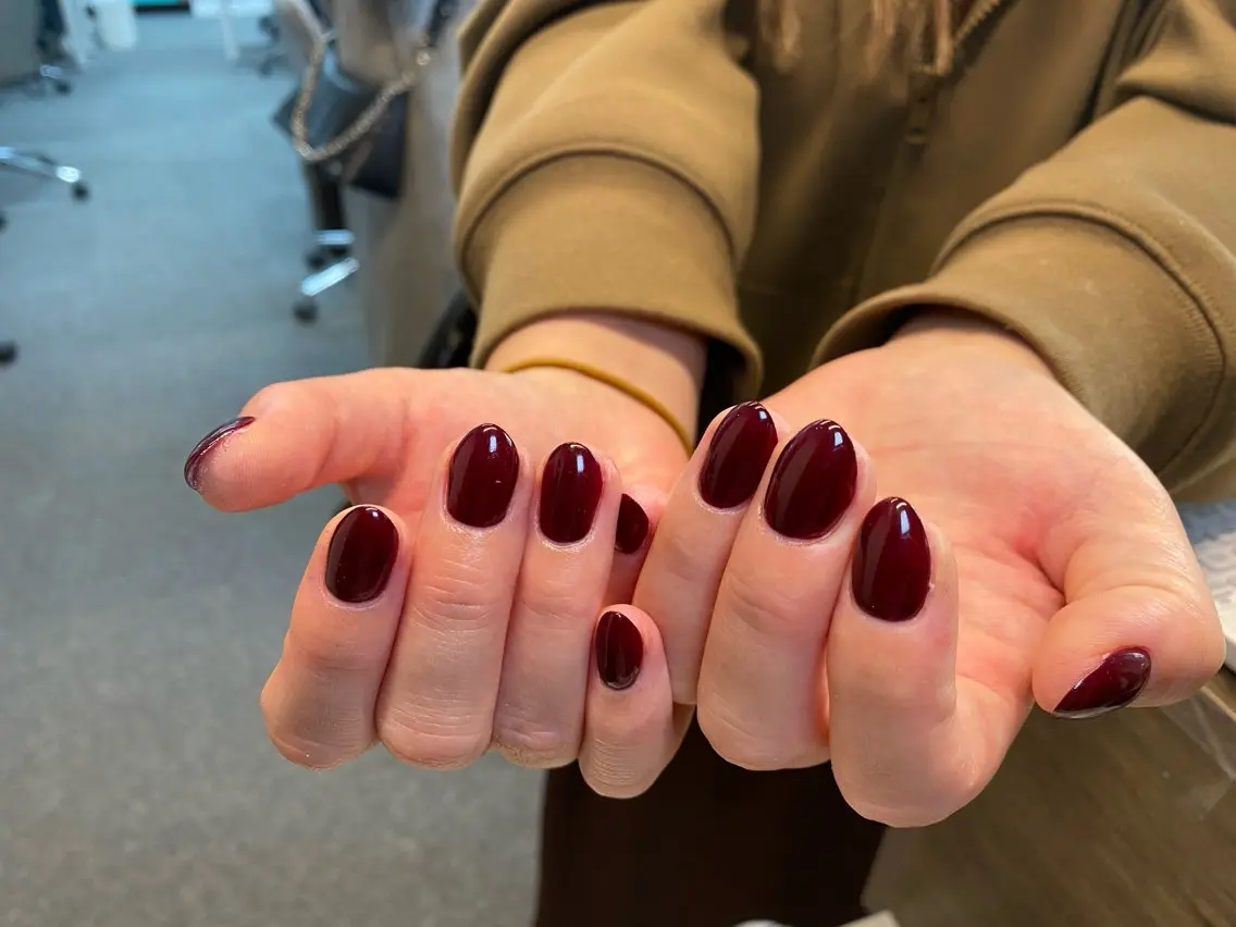ネイル カジュアル チークネイル 成人式 ドット フレンチネイル ハンドネイル ゆず- Nail Salonのネイルデザイン