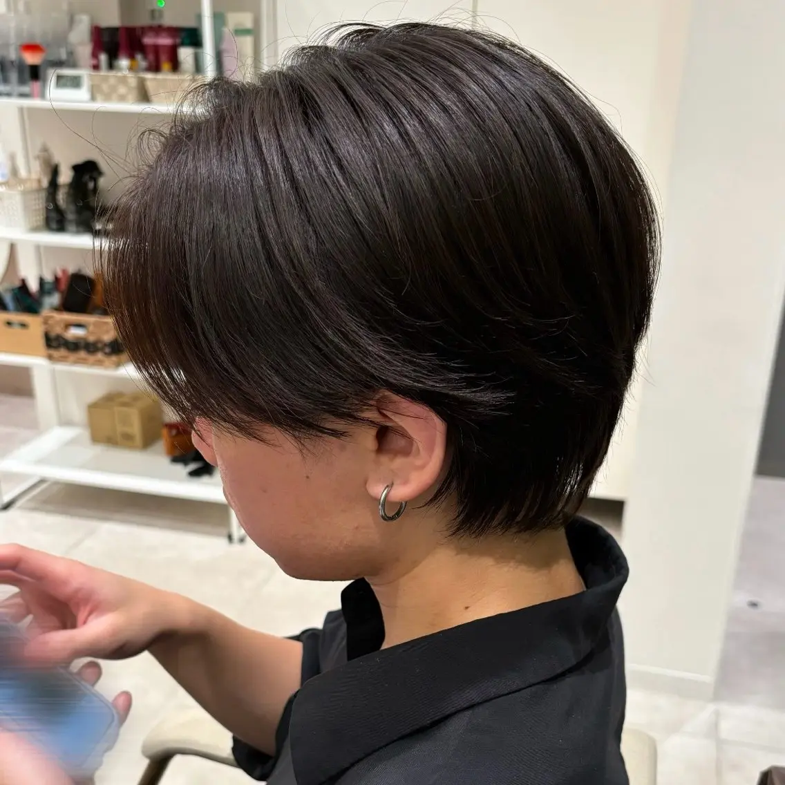 カラー アッシュ ブラウンカラー 透明感カラー ダークブラウン 田中 梨花のヘアスタイル
