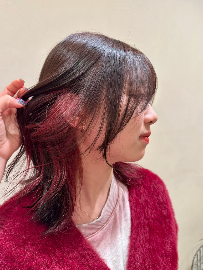 ミディアム カラー ブラウンカラー チョコレートブラウン インナーカラー ながい まさきのヘアスタイル