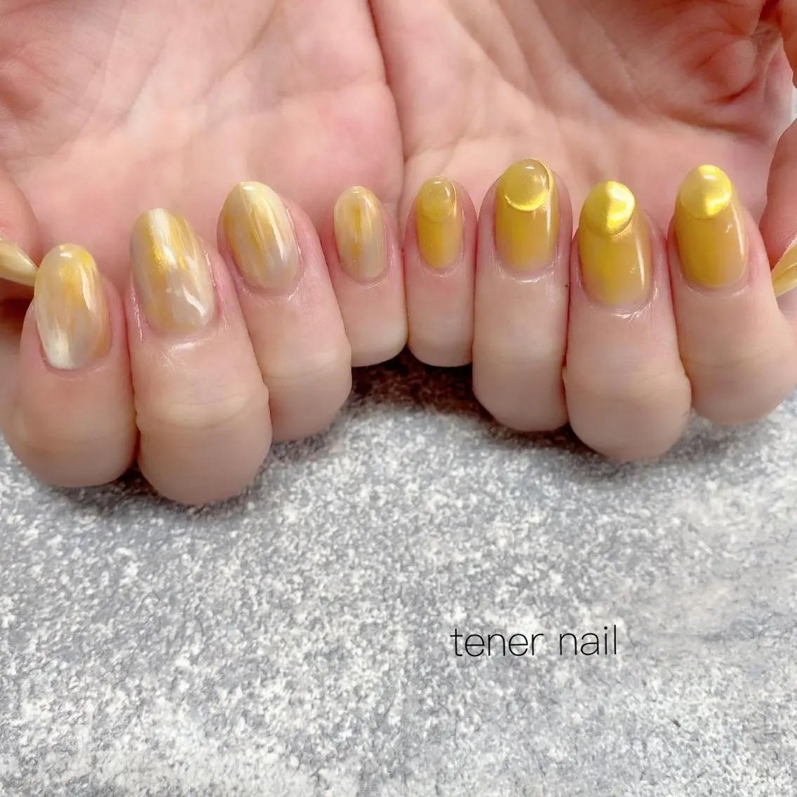 ネイル ゴールド 黄色 テネルネイル tener nailのネイルデザイン