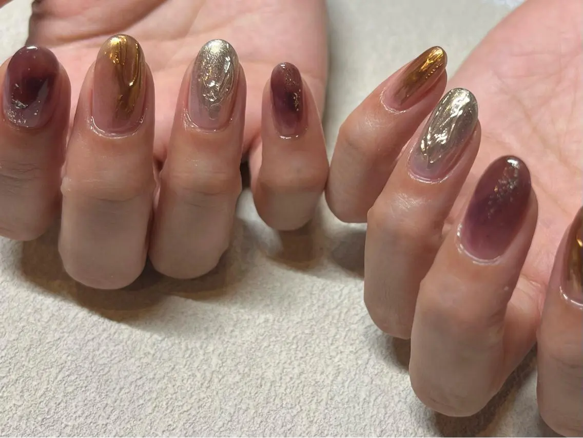 ネイル ミラーネイル ニュアンスネイル スカルプネイル ハンドネイル 小河 仁美のネイルデザイン