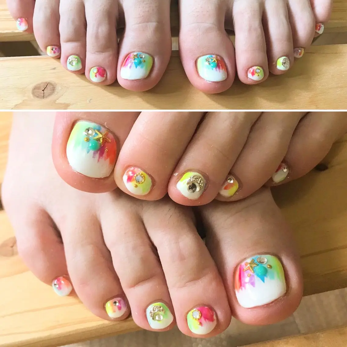 ネイル フットネイル シンプルネイル 春ネイル 夏ネイル ホワイト nail fufla ♡yamane♡のネイルデザイン