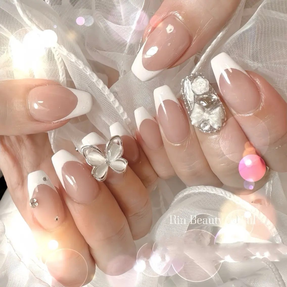 ネイル アートネイル フレンチネイル ジェルネイル 韓国ネイル ミラーネイル Rin Nail 新大久保店のネイルデザイン