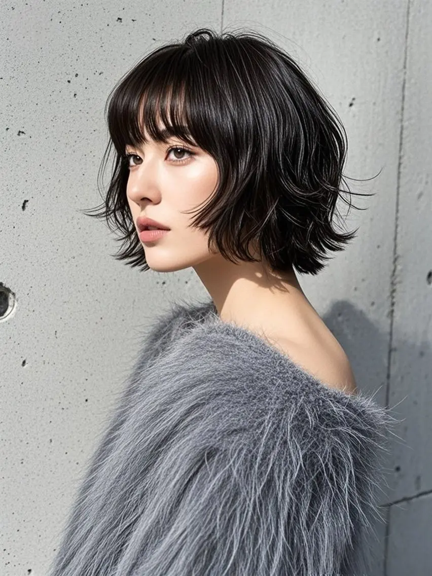 ミディアム ショートボブ ミディアムレイヤー ミディアムパーマ アッシュ ボブ カット ヘアカラー トリートメント ウルフカット 811 大阪梅田 ウルフのヘアスタイル