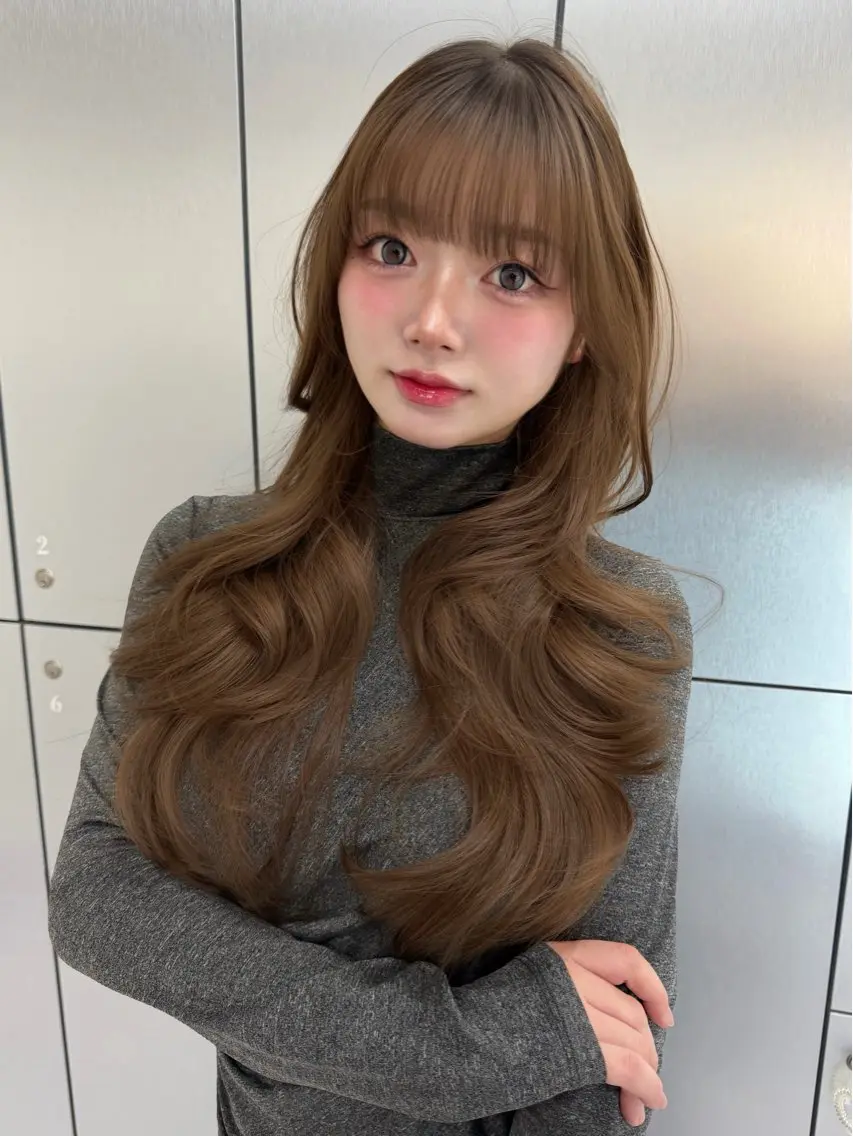 ロング カラー カット ヘアカラー トリートメント ヘアセット Rita/髪質改善/ ブリーチなしWカラーのヘアスタイル