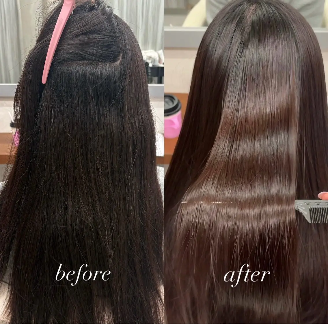 セミロング パーマ 縮毛矯正 トリートメント 艶カラー／縮毛矯正 ／kana‎🤍のヘアスタイル