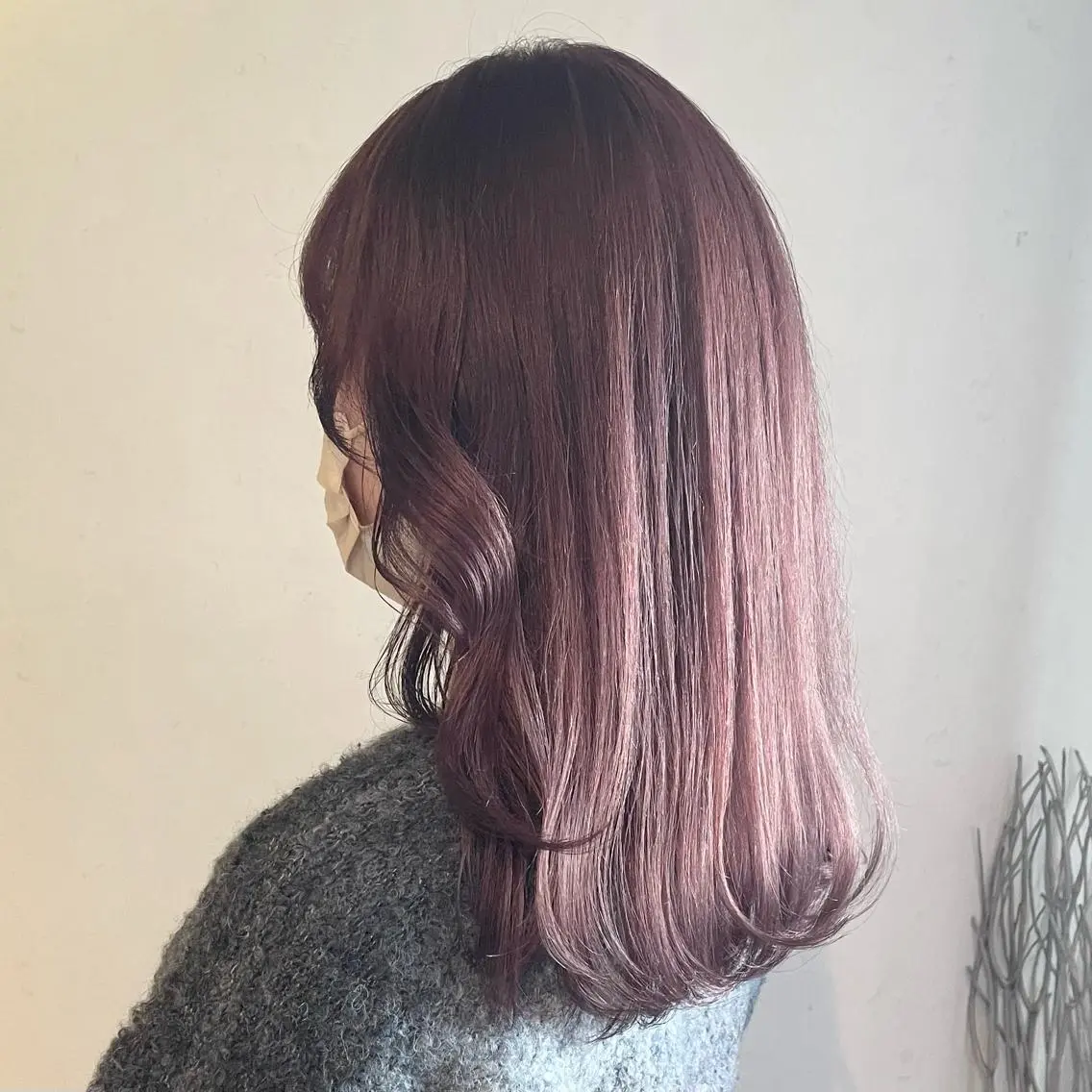 ミディアム カラー ブリーチ ピンクカラー カット ヘアカラー トリートメント kitin  吉祥寺 山岸花のヘアスタイル